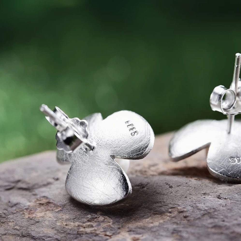 Handmade .925 Silver Pearl Flower Leaf - Picture 2 of 7
